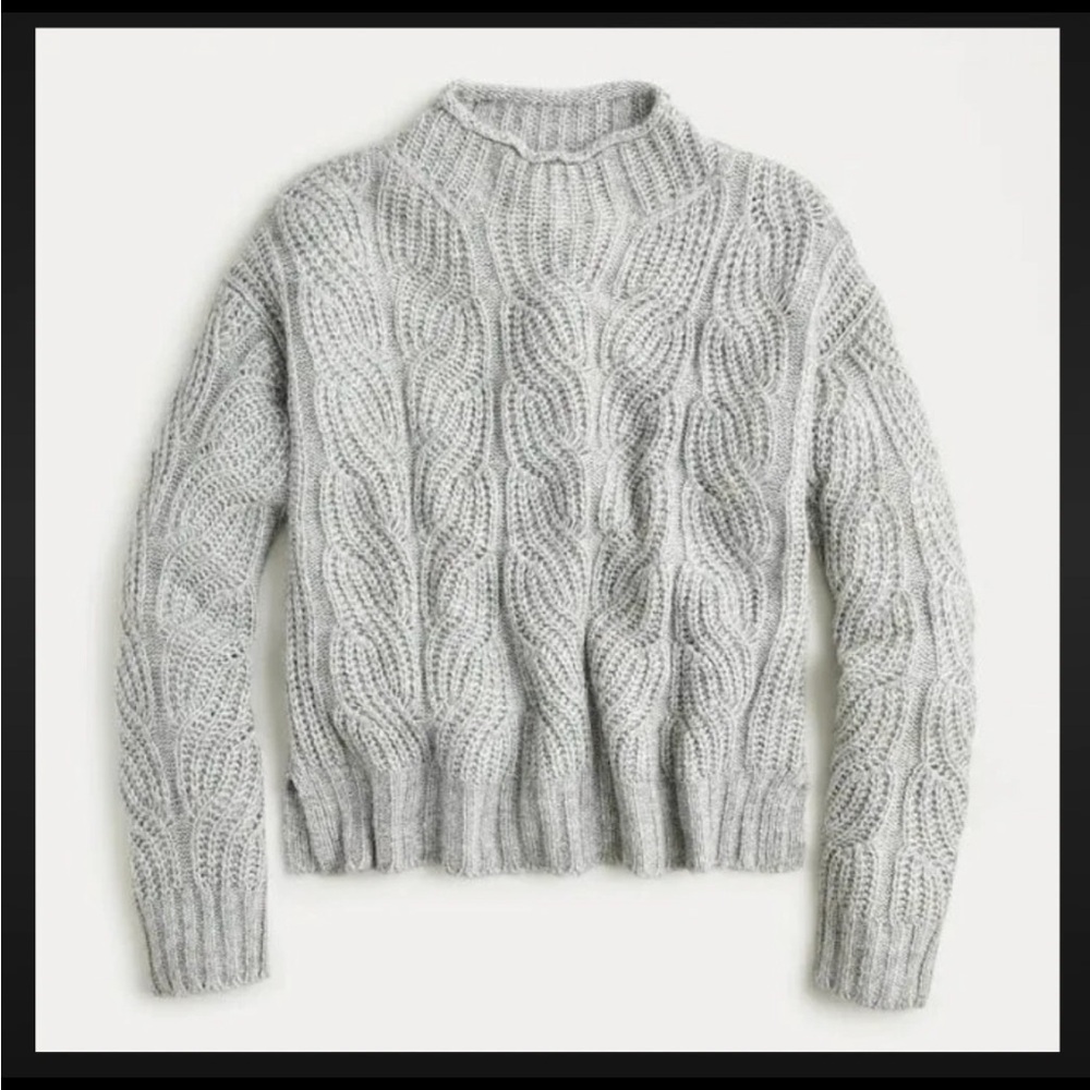 J. Crew Pointelle Cable Knit Sweater in Cottage Gray, XS